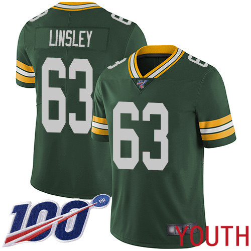 Green Bay Packers Limited Green Youth #63 Linsley Corey Home Jersey Nike NFL 100th Season Vapor Untouchable->youth nfl jersey->Youth Jersey